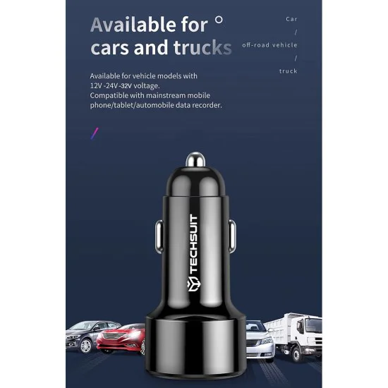 Зарядно за кола USB-A QC 3.0 QC 18W, Type-C PD30W - Premium (TE-P31) - Черно