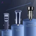 Зарядно за кола USB-A QC3.0 QC3.0 18W, Type-C PD20W, 38W - Techsuit Premium (CAPD028) - Черно