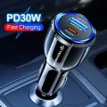 Зарядно за кола USB-A QC 5.0 QC 30W, USB-C PD30W - Premium (TE-022) - Черно