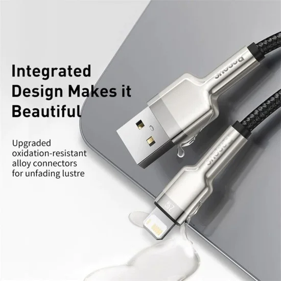 Кабел за данни USB към Lightning 2.4A 2.4A, 2m - Baseus Cafule (CALJK-B01) - черен