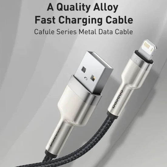 Кабел за данни USB към Lightning 2.4A 2.4A, 2m - Baseus Cafule (CALJK-B01) - черен