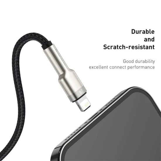 Кабел за данни USB към Lightning 2.4A 2.4A, 2m - Baseus Cafule (CALJK-B01) - черен