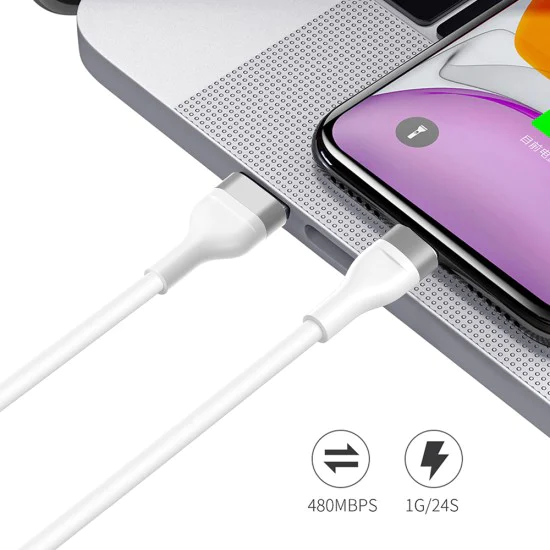 Кабел за данни с USB конектори, Type-C 60W, 1.2m - Lito (LD02) - Бял