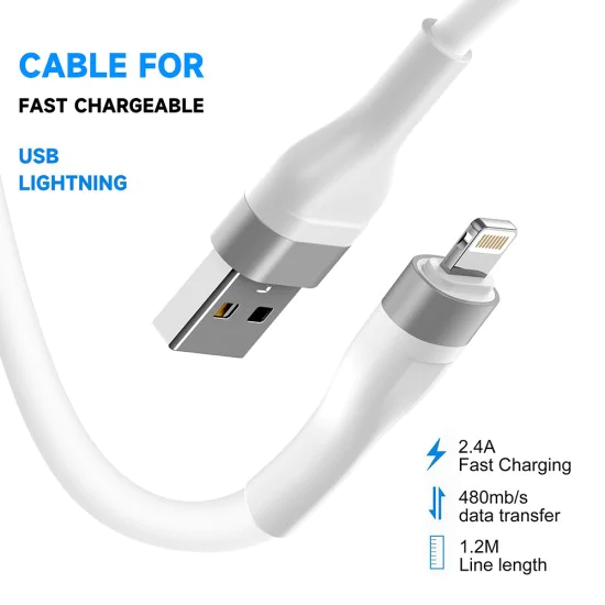 Кабел за данни с USB конектори, Lightning 60W, 1.2m - Lito (LD02) - Бял