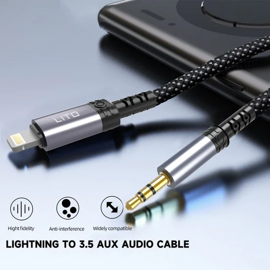 Преходен кабел Lightning to Jack - Lito (LA01) - черен