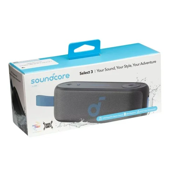 Водоустойчив преносим високоговорител IPX7, BassUp, PartyCast, 16W - Anker Soundcore Select 3 (A3172G11) - черен