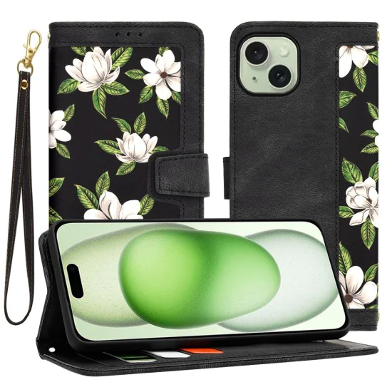 Калъф за iPhone 15 Plus - FlipCraft - Flowers of the Dawn