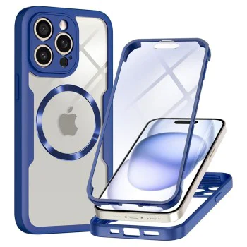 Калъф за iPhone 14 Pro + Протектор - ColorVerse 360 ​​MagSafe MagSafe Series - син