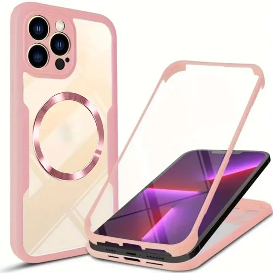 Калъф за iPhone 13 Pro Max + Протектор - ColorVerse 360 ​​MagSafe MagSafe Series - розов