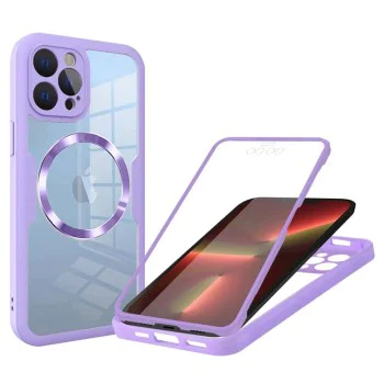 Калъф за iPhone 13 Pro + Протектор - ColorVerse 360 ​​MagSafe MagSafe Series - лилав