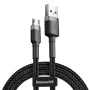 Baseus - Кабел за данни Cafule (CAMKLF-CG1) - USB към Micro-USB, 1,5 A, 2 м - Сиво Черен