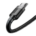 Baseus - Кабел за данни Cafule (CAMKLF-CG1) - USB към Micro-USB, 1,5 A, 2 м - Сиво Черен