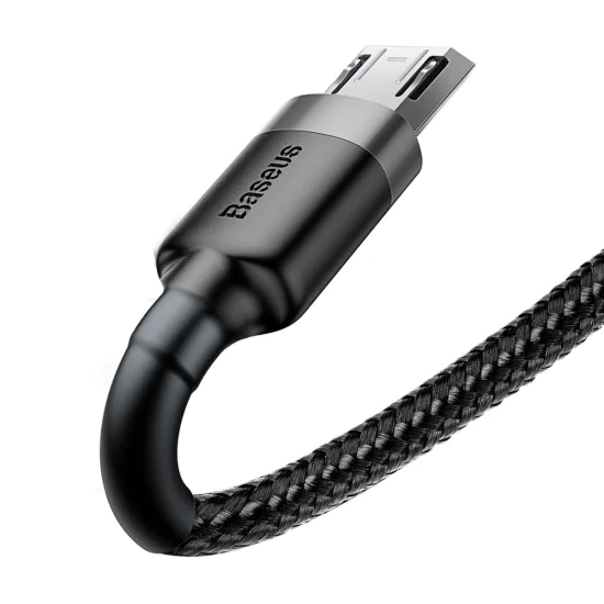 Baseus - Кабел за данни Cafule (CAMKLF-CG1) - USB към Micro-USB, 1,5 A, 2 м - Сиво Черен