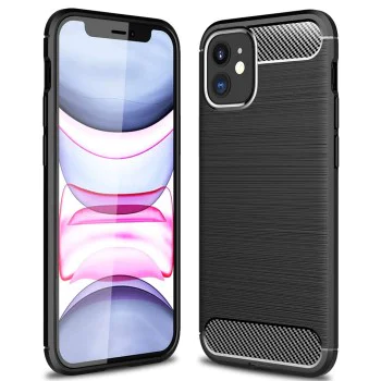 Калъф за iPhone 12 / iPhone 12 Pro - Carbon Silicone - Черен