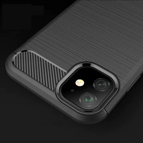 Калъф за iPhone 12 / iPhone 12 Pro - Carbon Silicone - Черен
