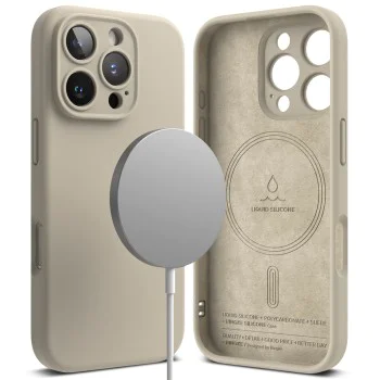 Калъф за iPhone 16 Pro - Ringke Silicone Magnetic MagSafe - Stone