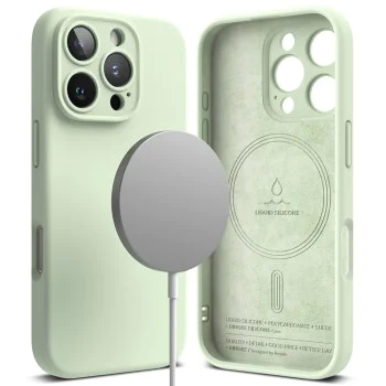 Калъф за iPhone 16 Pro - Ringke Silicone Magnetic MagSafe - Soft Mint