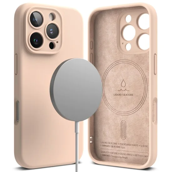 Калъф за iPhone 16 Pro - Ringke Silicone Magnetic MagSafe - Pink Sand