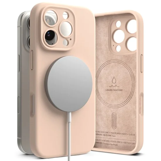 Калъф за iPhone 16 Pro - Ringke Silicone Magnetic MagSafe - Pink Sand