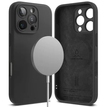 Калъф за iPhone 16 Pro - Ringke Silicone Magnetic MagSafe - черен