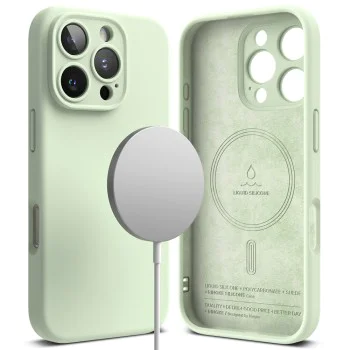 Калъф за iPhone 16 Pro Max - Ringke Silicone Magnetic MagSafe - Soft Mint