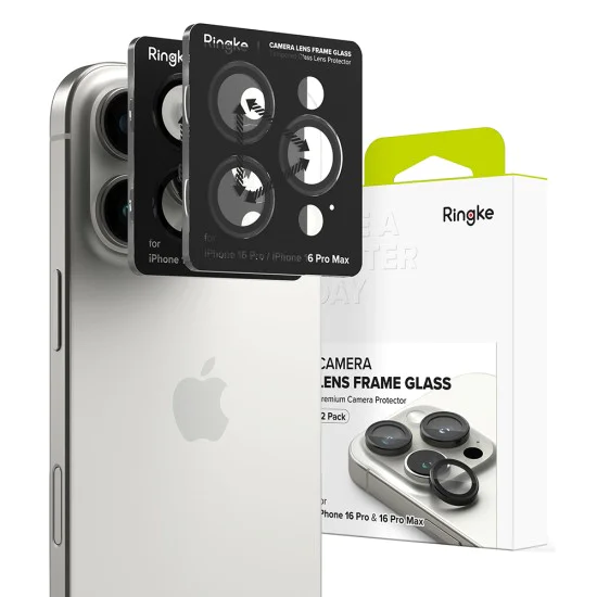 Протектор за камера за iPhone 16 Pro / iPhone 16 Pro Max (комплект 2) - Ringke Camera Lens Lens Frame Glass - Черно