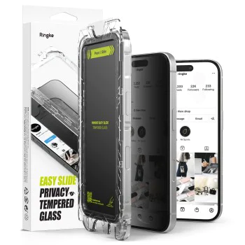 Протектор за iPhone 16 Plus / iPhone 15 Plus (комплект 2) - Ringke Easy Slide закалено стъкло - поверителност