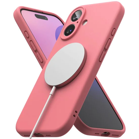 Калъф за iPhone 16 Plus - Ringke Silicone Magnetic MagSafe - Розов