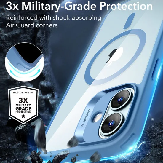 Калъф за iPhone 16 - ESR Classic Hybrid HaloLock - Clear Blue
