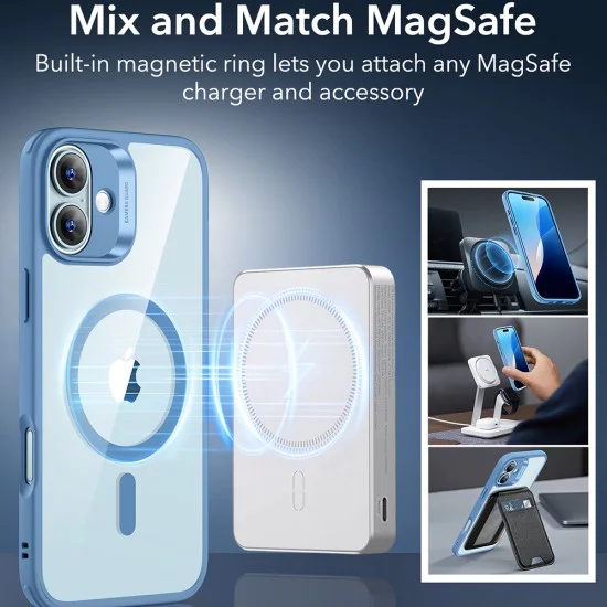 Калъф за iPhone 16 - ESR Classic Hybrid HaloLock - Clear Blue