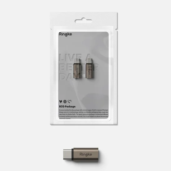 Адаптер Lightning към Type-C с OTG функция, 480Mbps, 27W (комплект 2) - Ringke - Gunmetal
