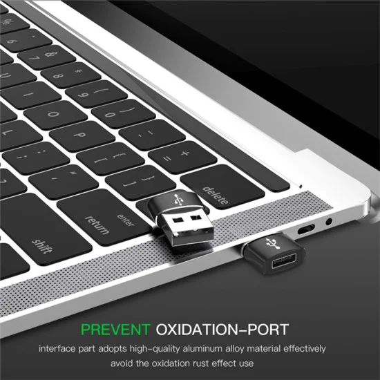 Type-C към USB адаптер, 3A - адаптер - черен