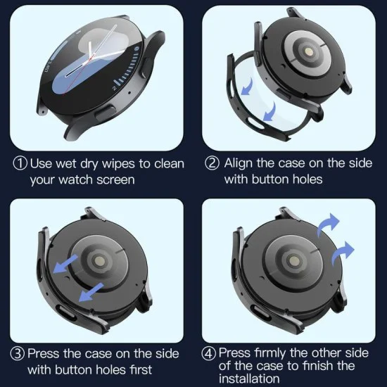 Протектор за Samsung Galaxy Watch7 (44mm) + Протектор - Defense360 Pro - Черен
