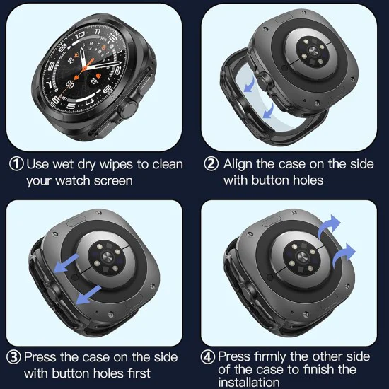 Протектор за Samsung Galaxy Watch Ultra (47 мм) + Протектор - Defense360 Pro - черен