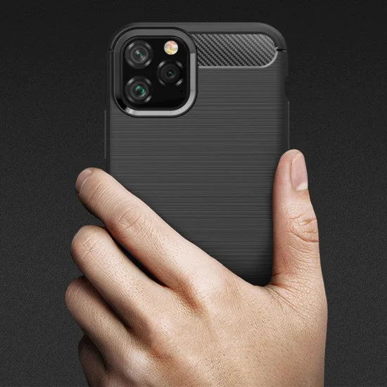 Калъф за iPhone 12 Pro Max - Carbon Silicone - Черен