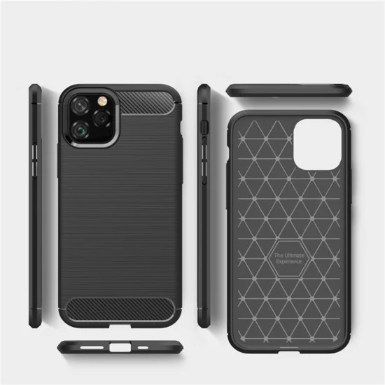 Калъф за iPhone 12 Pro Max - Carbon Silicone - Черен