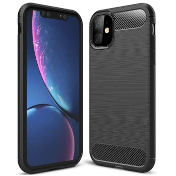 Калъф за iPhone 12 mini - Carbon Silicone - Черен