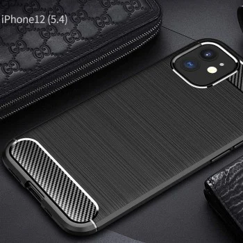 Калъф за iPhone 12 mini - Carbon Silicone - Черен
