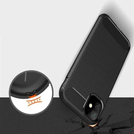 Калъф за iPhone 12 mini - Carbon Silicone - Черен