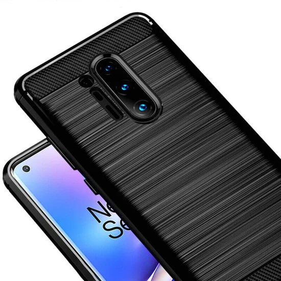 Калъф за OnePlus 8 Pro - Carbon Silicone - Черен