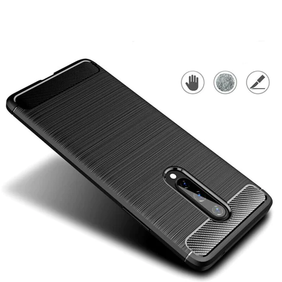 Калъф за OnePlus 8 - Carbon Silicone - Черен