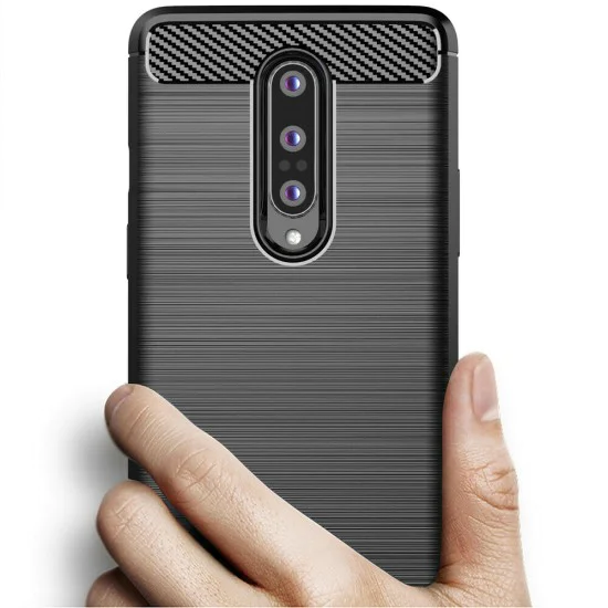Калъф за OnePlus 8 - Carbon Silicone - Черен