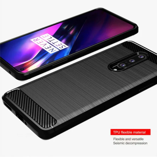Калъф за OnePlus 8 - Carbon Silicone - Черен