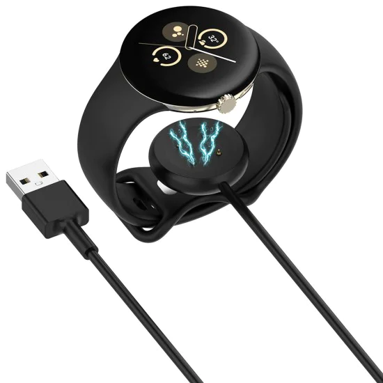 Зарядно за Google Pixel Watch3 (41mm, 45mm) / 2 / Fitbit Ace LTE, USB - (THC5) - Черен