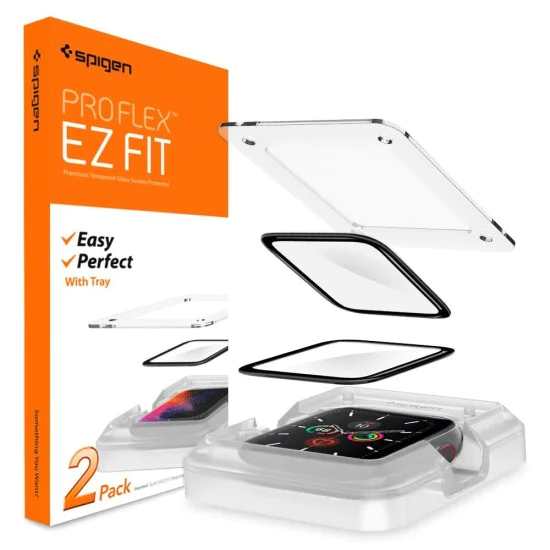 Протектор за Apple Watch 4 / 5 / 6 / SE / SE 2 44mm (комплект 2) - Spigen ProFlex EZ Fit - черен