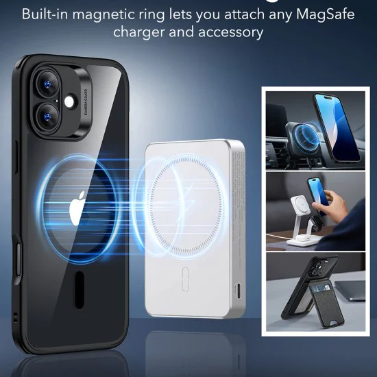 Калъф за iPhone 16 - ESR Classic Hybrid HaloLock - Clear Black