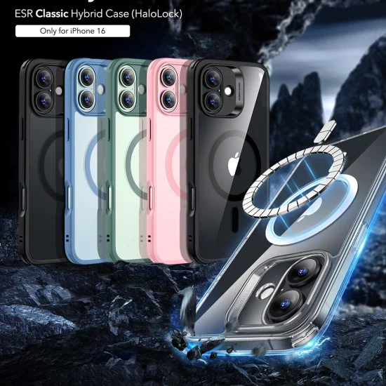 Калъф за iPhone 16 - ESR Classic Hybrid HaloLock - Clear Black