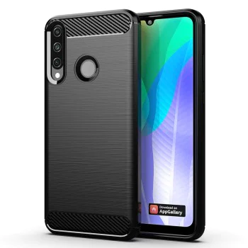 Калъф за Huawei Y6p - Carbon Silicone - Черен