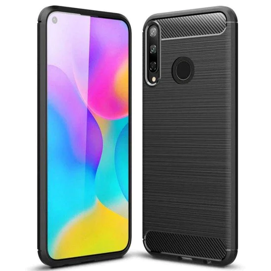 Калъф за Huawei Y6p - Carbon Silicone - Черен