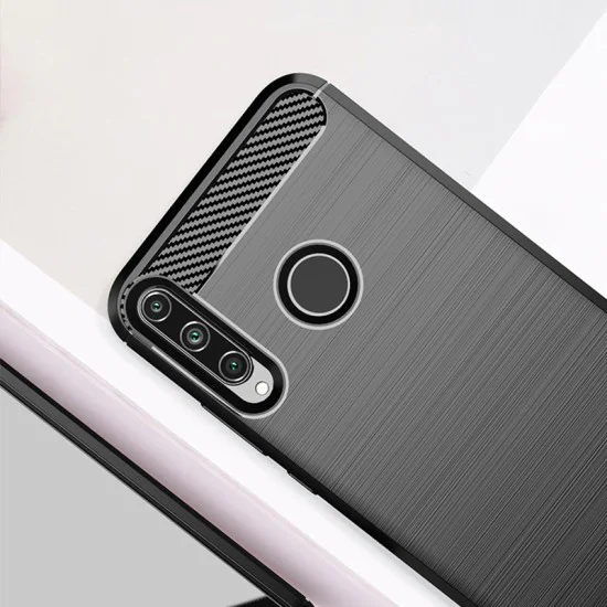 Калъф за Huawei Y6p - Carbon Silicone - Черен